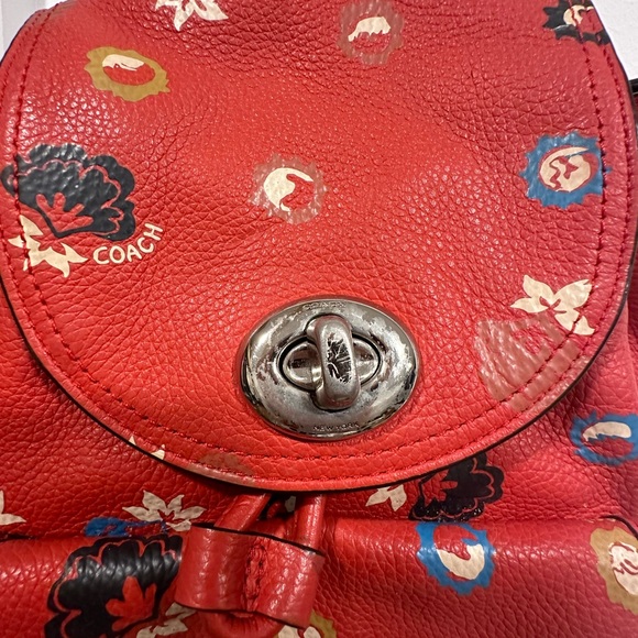 Coach Red Backpack with Floral Accents - Picture 2 of 2